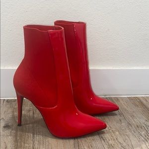Red Steve Madden heel booties